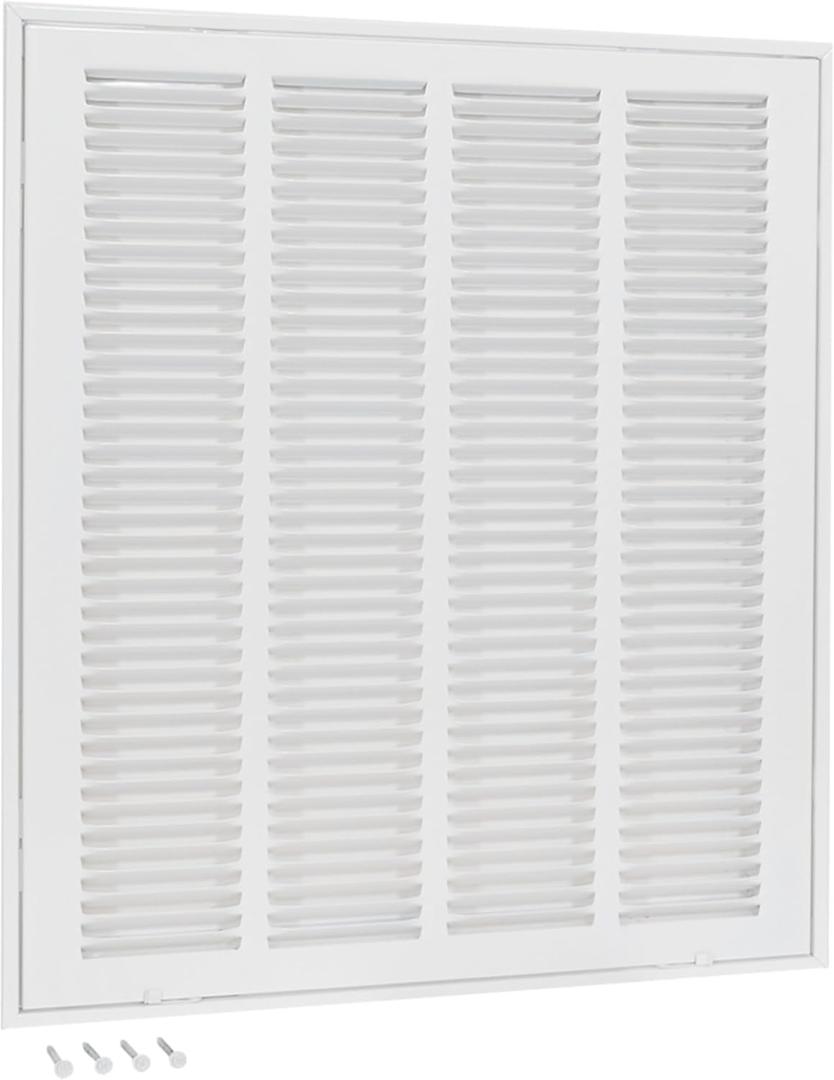 EZ-FLO 16 x 20 Inch (Duct Opening) Return Air Vent Cover for Wall or Ceiling, Solid Steel Return Air Filter Grille, HVAC Vent Cover, White, 61631