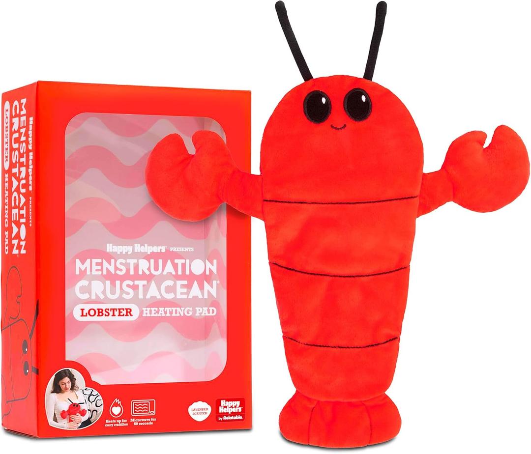 Menstruation Crustacean Lobster by Relatable  Romantic Valentine Gift for Her, Microwavable Heating Pad Plush for Period Cramps, Lavender Scented Self Care Comfort for All Ages