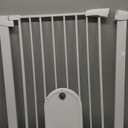 Babelio Auto Close Baby Gate with Cat Door,29-43" Metal Gate for Doorway,Stairs, House,Easy Walk Thru with Pet Door,Includes 4 Wall Cups and 3 Extension Pieces,White
