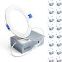 Ensenior 16 Pack 4 Inch LED Recessed Ceiling Light, Dimmable, 5000K Daylight, 750LM 9W 120V, High Brightness Canless Wafer Downlight - ETL&FCC&IC