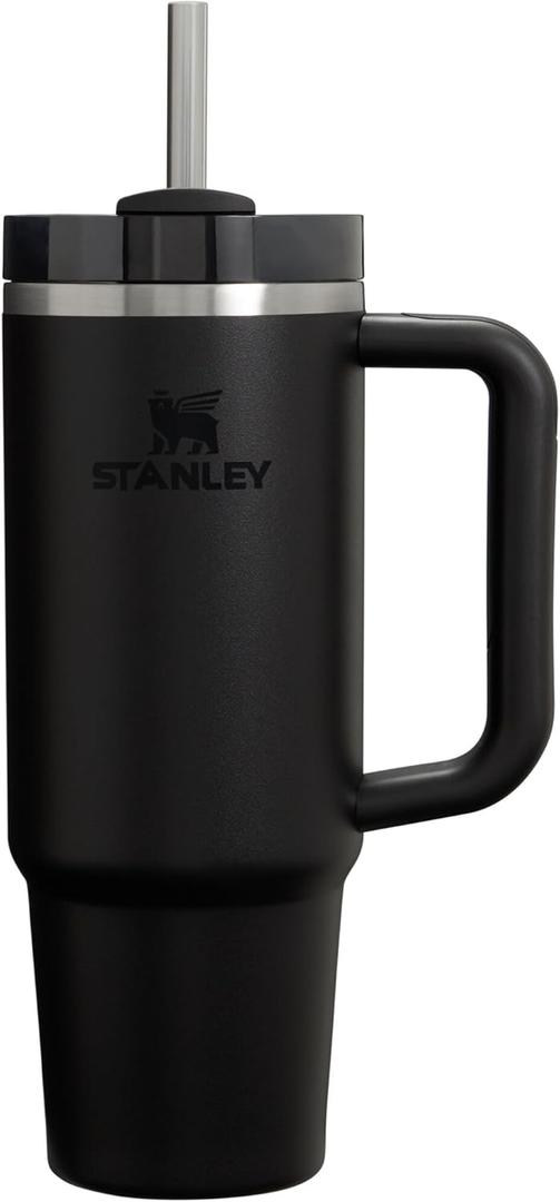 Stanley Quencher H2.0 Tumbler with Handle and Straw 30 oz | Flowstate 3-Position Lid | Cup Holder Compatible for Travel | Insulated Stainless Steel Cup | BPA-Free | Black 2.0 (30 Ounces)
