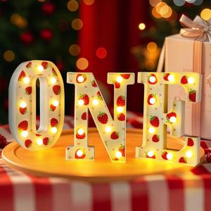 Threelf Berry First Birthday Decor, Strawberry 1st Birthday Decorations Girl, Sweet One Light Up Letters for Centerpieces Table 1 Year Old First Birthday Party Decorations Supplies