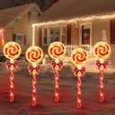 5 pcs  Christmas Lollipop Pathway Lights，5PCS Decorations Outdoor Yard, Pathway Marker Stake Lights for Patio Ground Path Sidewalk Walkway Driveway
