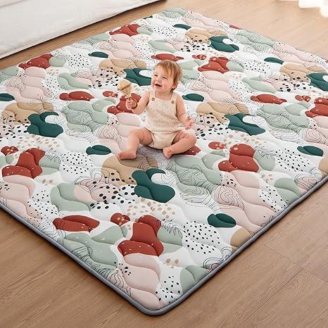 Blissful Diary Baby Play Mats for Floor, 71x59 Inch Thicker Foam Playmats for Babies and Toddlers, Soft Cushioning Baby Crawling Mat, Modern Abstract
