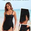 Yonique Womens Underwire Tankini Swimsuits with Skirt Two Piece Bathing Suits Tummy Control Swimwear (Black, L)