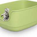 Gefryco Large Cat Litter Box with High Sided 24.6"x18.3"x12.2" - Jumbo Extra Large Open Anti - Splashing High Wall for Multiple Cats (Green)