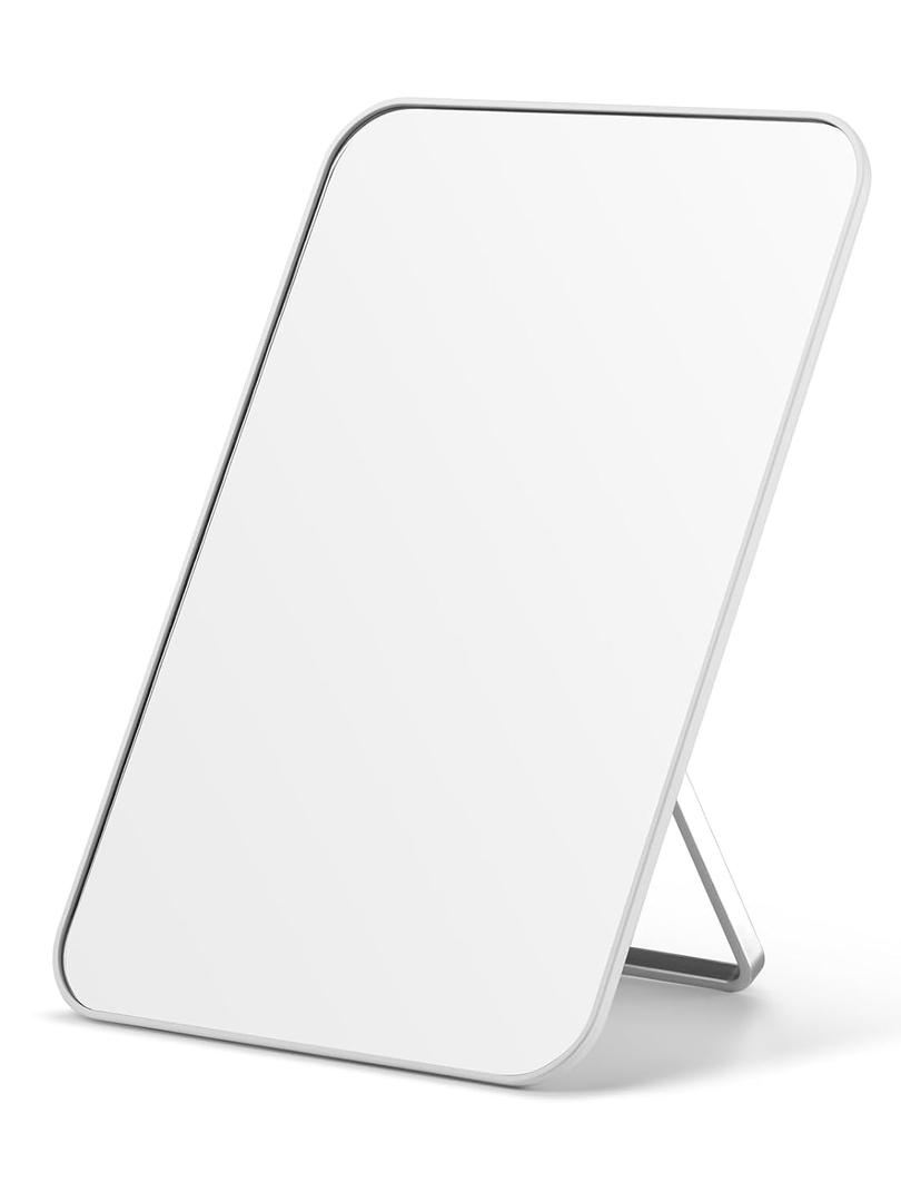 OMIRO Desk Makeup Mirror, 8 x 5 inches Table Mirror with Foldable Stand and Hanging Hole for Shaving and Travelling, White, 2 Packs