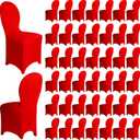 Macarrie 60 Pcs Chair Covers Wedding Seat Slipcovers Polyester Spandex Folding Chair Covers for Wedding, Banquet Party, Celebration Event, Dining Room, Living Room(Red)