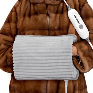 Electric Hand Warmer, Soft Flannel Heated Gloves, Hand Warmer Pouch, Heating Pad for Hands Pain Relief Fingers Arthritis for Women Men Elder Xmas Gifts, Auto Off & 3 Levels, Grey