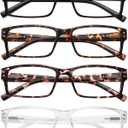 Rectangle Reading Glasses for Men and Women with Spring Hinges Clear Lens Readers