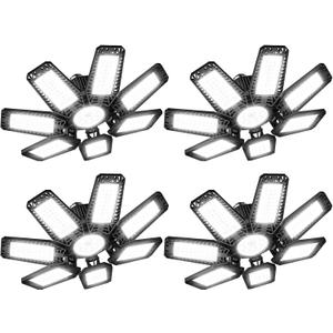 LED Garage Light 4 Pack - 200w 20000LM 6500K Garage Lights Ceiling LED with 7+1 Adjustable Panels, Shop Lights Screw in E26 E27 Bulb Socket for Workshop, Storage Room, Basement, Warehouse