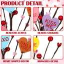 6 Pcs Conversation Heart Candy Picks Decorations Valentines Day Gifts Candy Heart Berry for Tree Vase Artificial Valentines Fake Flowers Wedding Anniversary Home Office Desk Table Decor