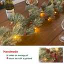 6.4FT Rustic Christmas Garland with Light, Pre-lit Outdoor with Pine Needles Cones for Fireplace Door Porch Mantel Centerpiece Xmas Decoration, Green (Dense Pine Needle)