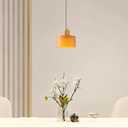 Modern Glass Pendant Light, E26 Hanging Light Fixture with Gold Metal Socket, Adjustable Cord Ceiling Lighting for Kitchen, Dining Room, and Bedroom (Orange)