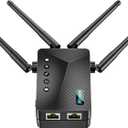 WiFi Extender Signal Booster for Whole Home - 9K Sq.Ft Coverage with4 Antennas | 70% Faster Internet Booster w/Ethernet Port, Easy Setup Wireless Repeater