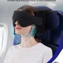 Travel Pillow for Airplane, Travel Pillow with Seat Strap and 3D Eye Mask to Firm Head, 360Support Headrest No Bobblehead, Travel Essentials for Long Flight,Car Road Trip,Black