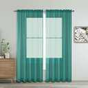 WPM WORLD PRODUCTS MART Drape/ Panels/ Scarves/ Treatment Beautiful Sheer Voile Window Elegance Curtains Scarf for Bedroom & Kitchen Fully Stitched and Hemmed (Teal, 84" Inch Long)