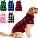 ASENKU Dog Winter Coat, Fleece Doggie Jacket Plaid Reversible Vest Waterproof Windproof Cold Weather Clothes for Small Medium Large Dogs(L,Red)