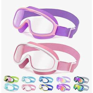 Vvinca Kids Goggles with Comfort Fabric Strap, Kids Swim Goggles Wide View Anti-Fog/UV No Leaking Swimming Goggles for 3-14