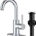 FORIOUS Single Hole Bathroom Faucets 3 Hole One Handle 360 Swivel Gooseneck Spout, Lead-Free, Suitable for Bathroom Wet Bar RV Vanity Restroom Sink, with Pop Up Drain and Supply Line