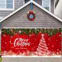 Christmas Garage Door Cover - 7 x 16 ft Winter Xmas Garage Backdrop Banner with Merry Design