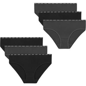 Hanes Girls' Big Moves Breathable Stretch Tween Underwear (14, Black/Grey)