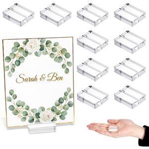 10 Pcs Acrylic Place Card Holder 1.2inch Clear Table Numbers Stands Card Display Holder with Cards Slot 1.2 Inch Wedding Arcylic Sign Holders for Meeting Table Wedding Office