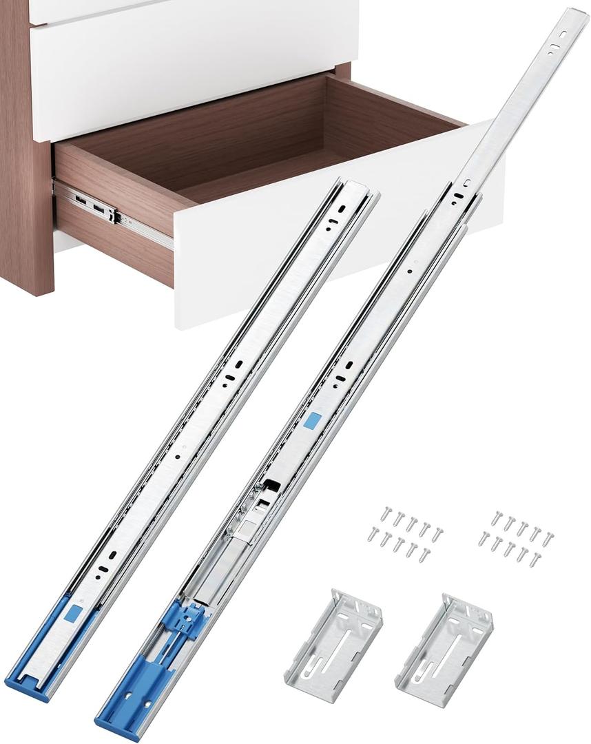 Chibery 24 Inch Side Mount Soft Close Drawer Slides, 10 Pairs Heavy-Duty Full Extension, Metal Ball Bearing Smooth Quiet Slow Self Closing Dresser Glides Runners with Mounting Brackets, 100LB Capacity