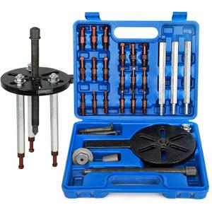 HQSSWUCH 21 in1 Bearing Puller, Bearing Puller Set, Inner Hole Three-Jaw Puller, with Curved Hook and Red Steel Collet Multifunctional Bearing Removal Tool, with Heavy Duty Portable Storage Case Blue
