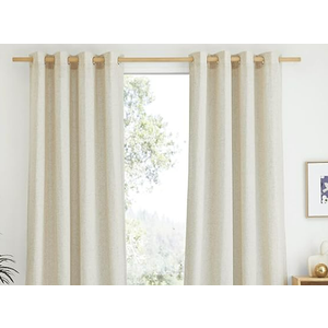 NICETOWN Natural Linen Curtains 84 inch Long 2 Panels Set, Grommet Top Thick Linen Burlap Semi Sheer Vertical Drapes Privacy Assured with Light Filtering for Bedroom/Living Room, W55 x L84