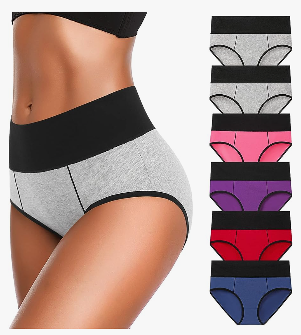 Eiggam Underwear for Women Cotton High Waist Panties Full Coverage Briefs Soft Strech Ladies Breathable Panties-Multi Pack Size S