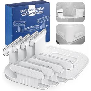 Bed Lock Sheet Holders Fit All Sheet Size, New Upgrade Sheet Straps Keep Sheets Firm & Tight, Bed Fitted Sheet Holder for Corners, Sheet Clips, Mattress Sheet Holder Strap, Sheet Secure Lock Fasteners