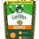 Greenies Cat Treats, Feline Veterinarian-Recommended Adult Natural Dental Cat Treats, Oven Roasted Chicken Flavor, 21 oz. Tub (EXP 04/01/27)