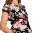 Bearsland 4 Pack Women's Maternity Shirts Crew Neck Maternity Top Short Sleeve Side Ruched Pregnancy Clothes (XL)