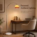 Modern Arc Floor Lamp with Orange Glass Shade, Mid Century Standing Lamp Gradient Glass Shade, Marble Base & Curved Metal Pole Floor Light for Living Room, Bedroom, Reading Corner and Home Decor, 23.6"D x 23.6"W x 74.8"H