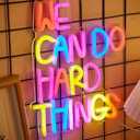 LED Neon We can do hard things Cute Neon Sign, USB Powered Neon Signs Night Light, 3D Wall Art & Game room Bedroom Living Room party Decor lamp for Children Kids Girls Boys