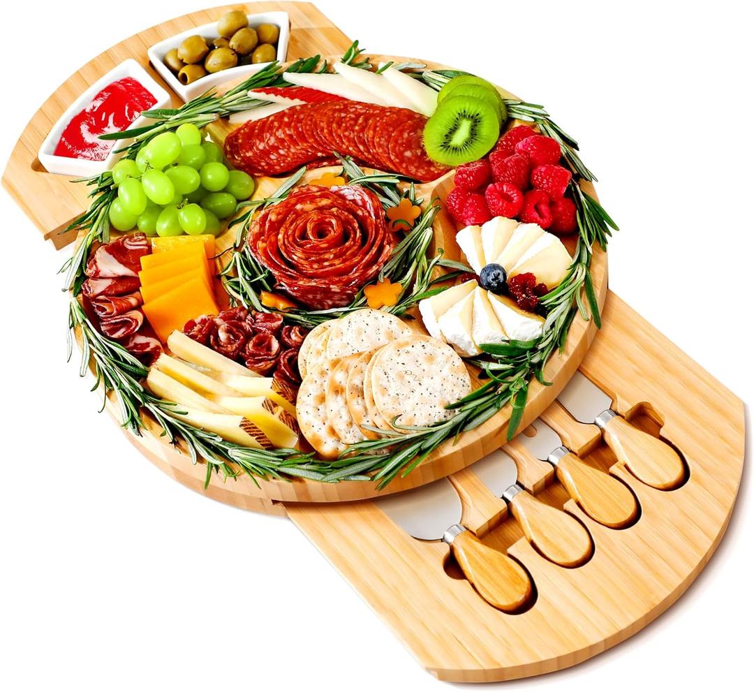 Charcuterie Boards, Thereye Cheese Board with Knife Set, Bamboo Charcuterie Board Set- , Housewarming Gift, Wedding Gift