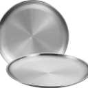 Stainless Steel Plates,2 Pcs 10 Inches Dinner Platess Camping Plate, Perfect for Snack Candy Pizza Fruit Camping Etc. Reusable and Dishwasher Safe (2, 10 inches)