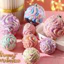 Lanpn 6 Pcs 6" Large Pastel Christmas Ornaments, Big Xmas Ball Outdoor, Plastic Christmas Tree Ornament, Giant Candy Balls Hanging Decor for Candyland Lawn Yard Home Outside, Rainbow Color