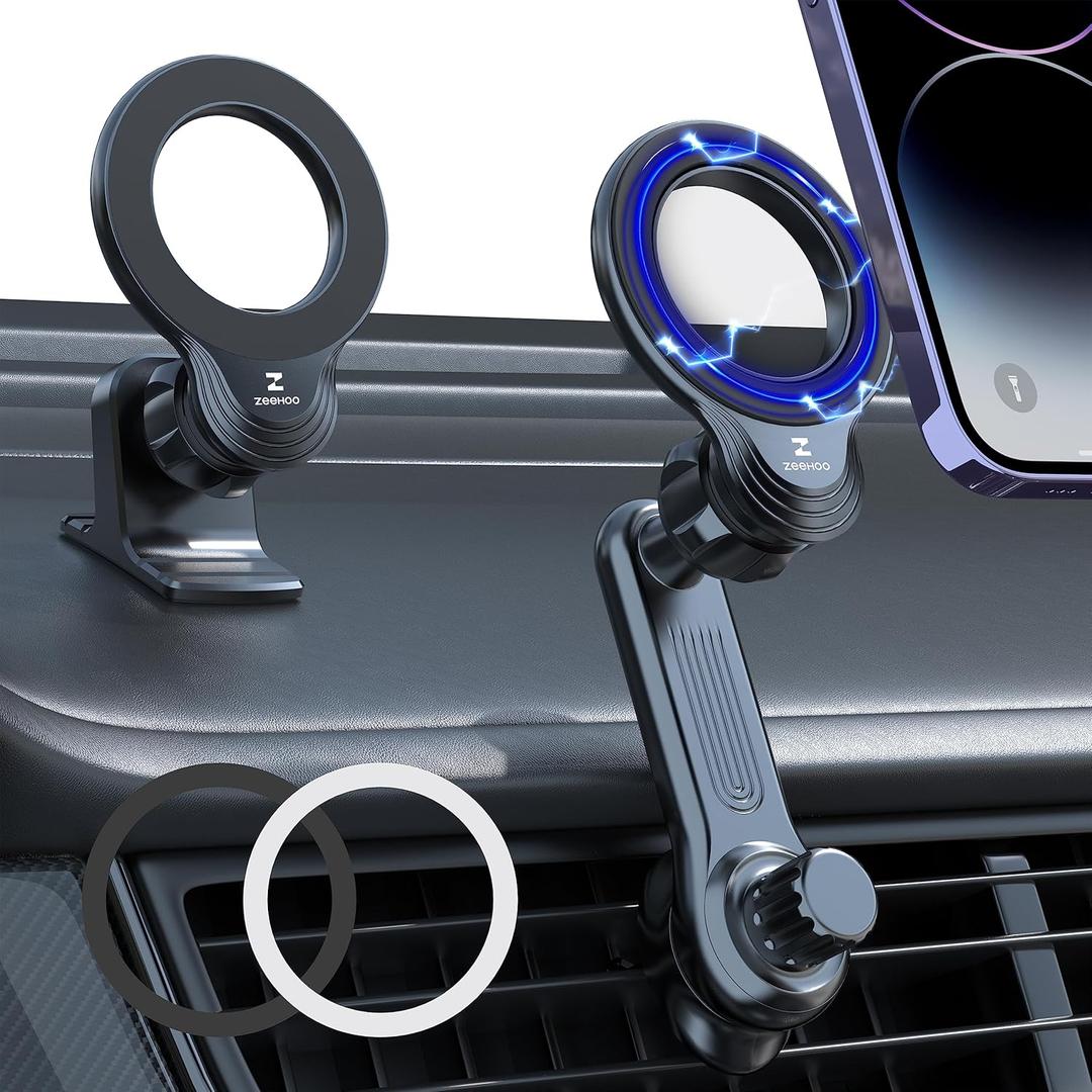ZEEHOO Compatible with MagSafe Car Mount, Magnetic Phone Holder for Car [12 Strongest Magnets], Magnetic Car Vent Phone Mount [Non-Blocking&360 Rotation] for iPhone 15 14 13 12 Pro Max Mini