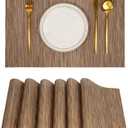 Placemats Set of 6Non-Slip PVC Weave Table Mats Easy to CleanHeat Resistant Place Mats for Kitchen Dining Table Decoration Indoor OutdoorLight Brown