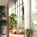 Arched Full Length Mirror, Floor Mirror with Stand, 18"x58" Large Mirror, Wall Mirror Full Length, Gold Floor Length Mirror, Gold (18"L x 57"W)