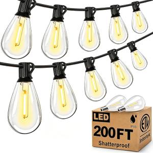 Tenmiro 200FT Outdoor String Lights, Ultra Long LED Patio Lights with Shatterproof High Brightness S11 Edison Bulbs, Outside Hanging Light Waterproof for Backyard Deck Porch Party Decor 2700K
