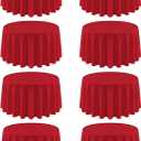 8 Pack Red Round Tablecloth 90 Inch Red Table Cloth, Washable Polyester Fabric Stain and Wrinkle Resistant Table Cover for Party Wedding Buffet Dining Banquet Anniversary