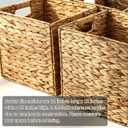 12 Inch Storage Basket Set, 4-Pack Water Hyacinth Woven Baskets, Foldable Cube Storage Bins for Home Organization, Storage Cube Organizers
