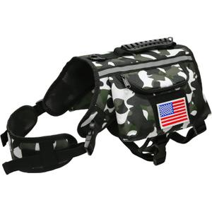 Dog Backpack Saddle Bag for Medium Large Dogs, Harness Saddlebag with Reflective Safety Side Pockets for Hiking, Camping