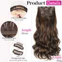 Kookastyle Clip in Hair Extensions, Natural Long Layered Soft Invisible Synthetic Curly Wavy Hairpieces for Women,4 pcs(20 Inch,Balayage Chocolate Brown to Caramel Blonde)