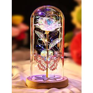 Valentines Day Rose Gifts for Her Women Mom, Galaxy Glass Rose Forever Preserved Flowers for Delivery Prime Rose in Glass Dome Valentine's Day Flowers Gift for Wife Girlfriend Daughter Anniversary