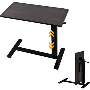 lumizone Foldable Overbed Table with Wheels Adjustable Height Bedside Desk 27.56"-36.61" Rolling Hospital Bed Table with Casters Medical Tray for Home Use Desk Over The Bed (Espresso)