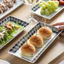 LAUCHUH Checkered Serving Platters, 12 inch Porcelain Serving Trays Rectangular Dinner Plates Black & White Serving Dishes for Entertaining, Cheese, Cupcakes, Cookies, Fruit, Vegetables, Set of 4